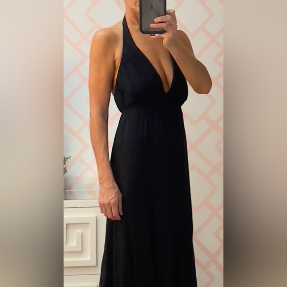 Alice & Olivia, black chiffon halter dress, size 2 - Picture 4 of 12